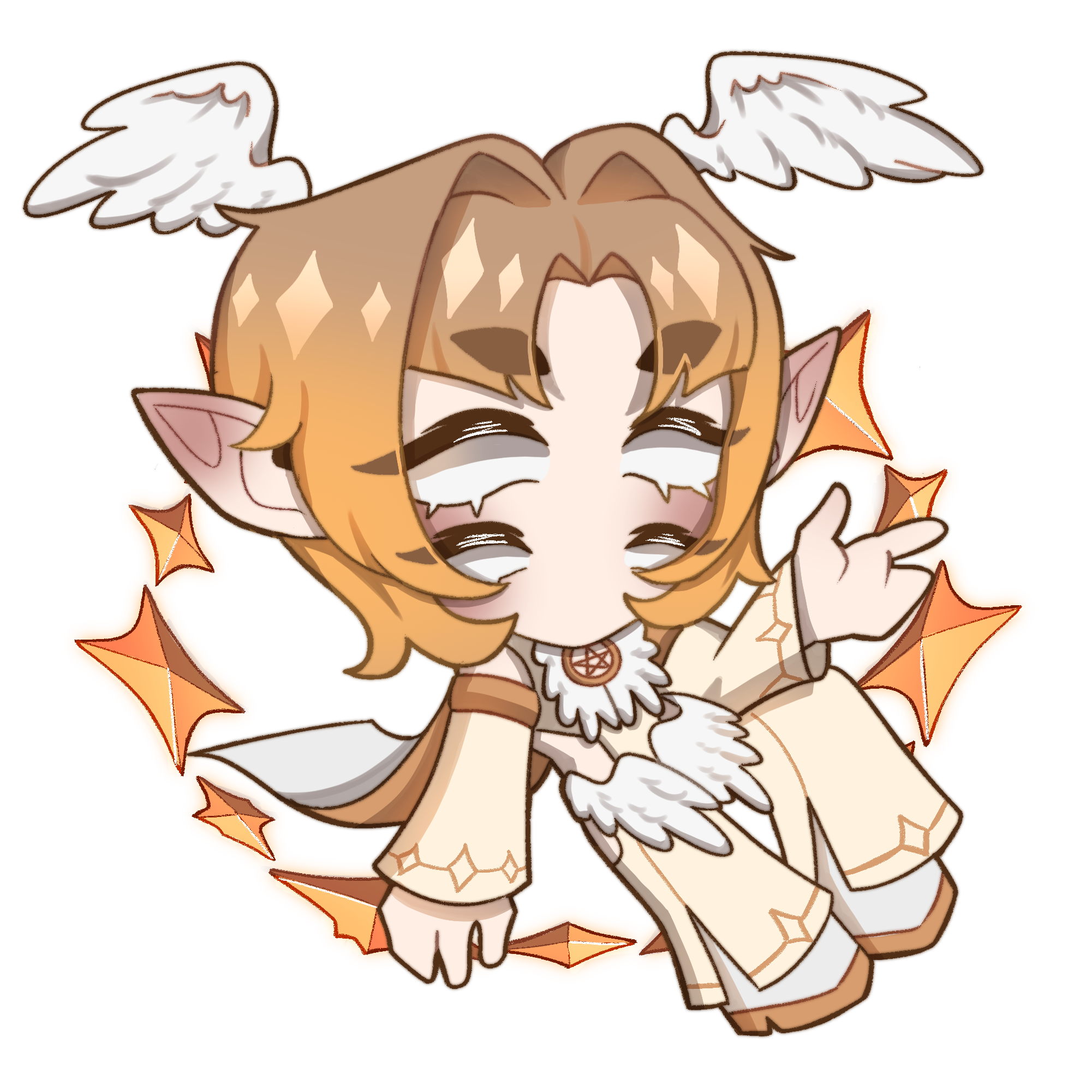 A chibi illustration of my persona who's biblical angel themed